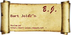 Bart Jolán névjegykártya