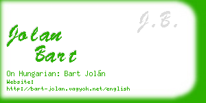 jolan bart business card